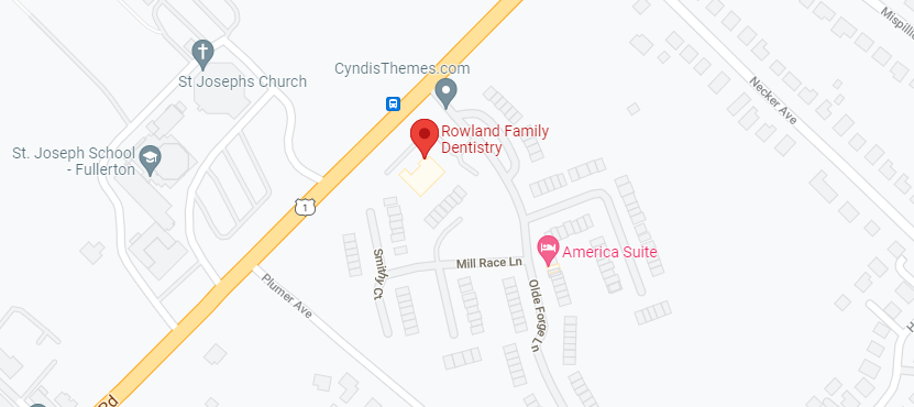 A map of the location of rowland family dentistry.