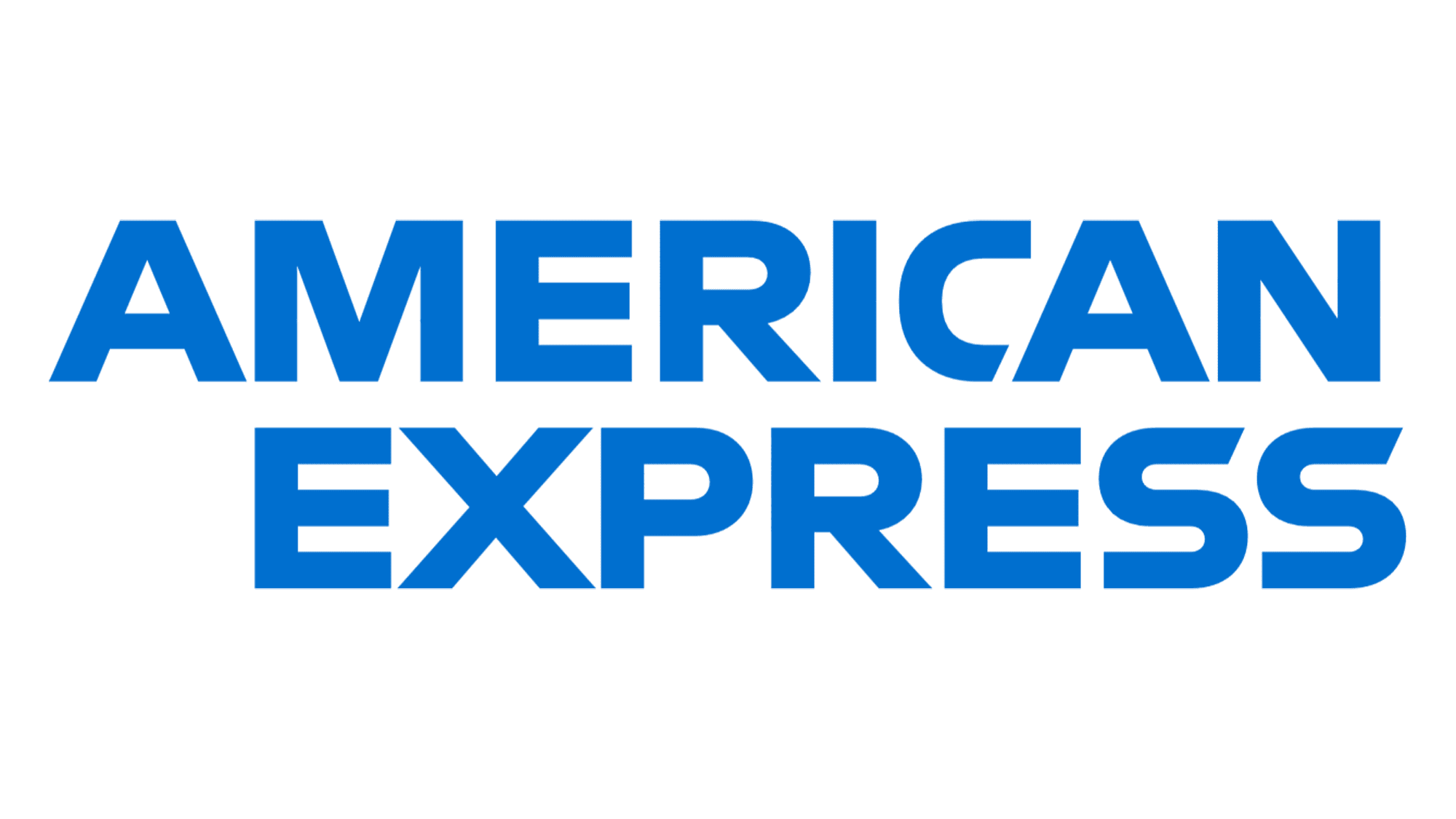 A green background with blue letters that say " american express ".