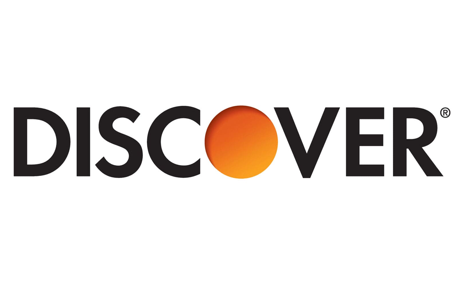 A logo of discover with an orange sun.